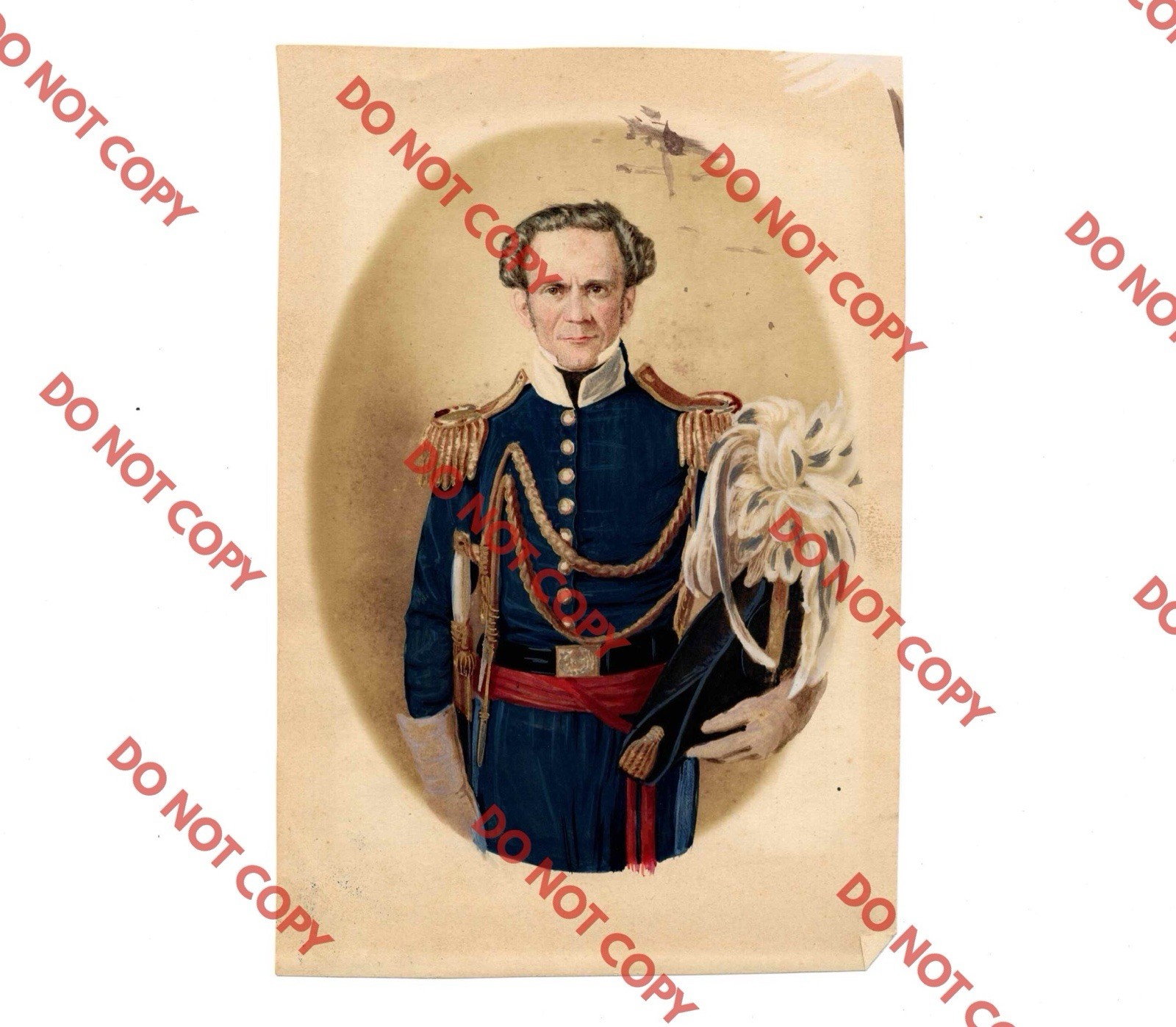 WOW *EARLY* Hand Painted John Kessler Revolutionary War Soldier Photo Litho