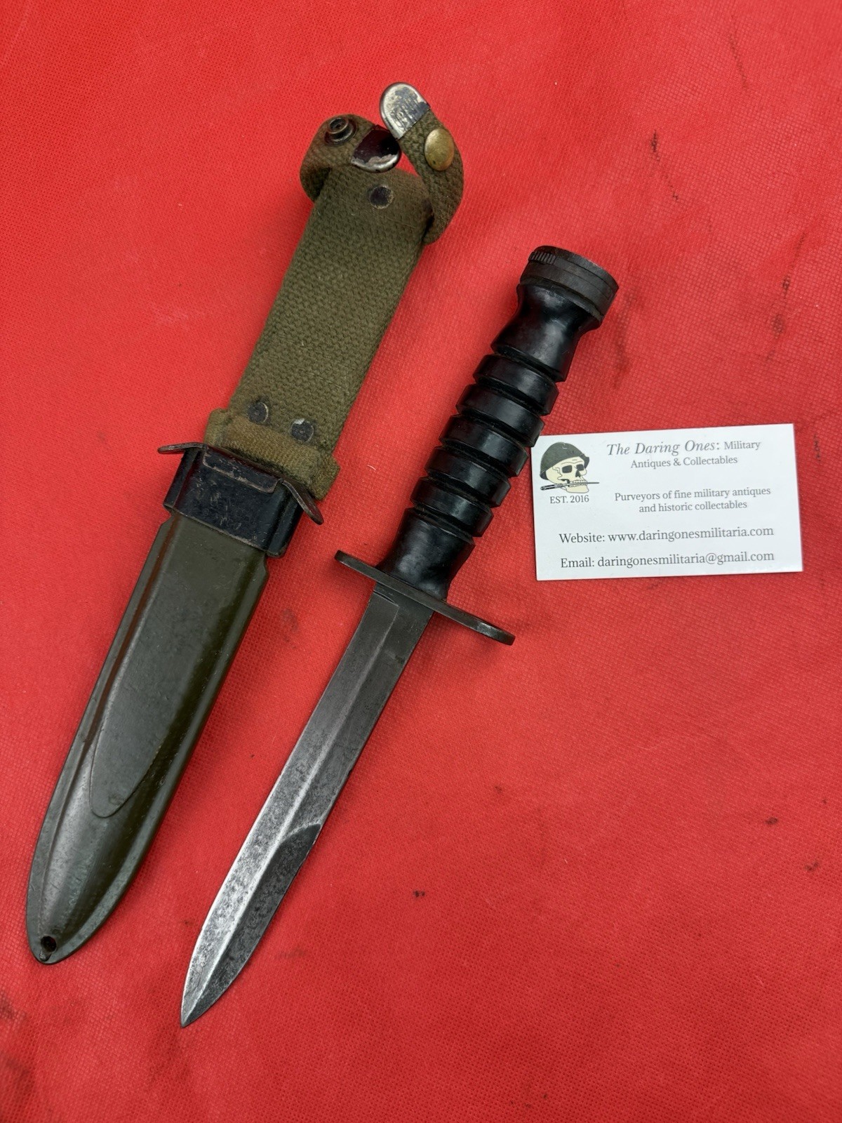 Original WW2 US M1 Carbine Bayonet Kinfolks Rare Rubber Handle