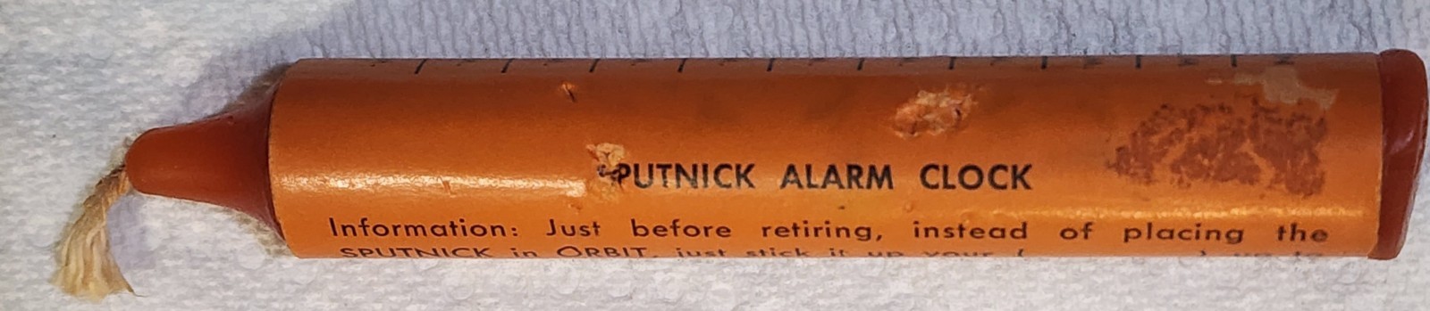 Vtg 1950's Sputnick Rectum Alarm Clock Candle Novelty Space Race Sputnik Rare
