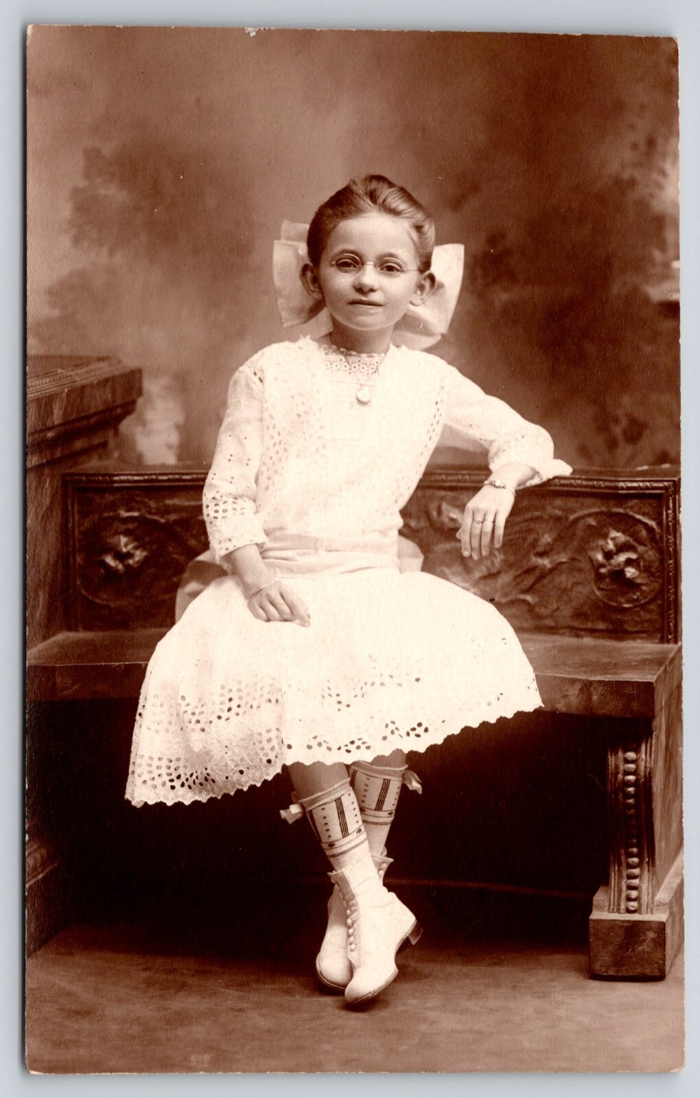 Edwardian Young Girl Seated Ruth Melhorn Hanover PA Postcard RPPC 1904-1918