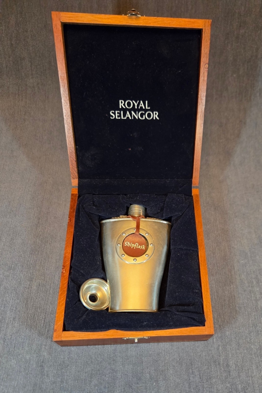 Vintage Royal Selangor Pewter Ship styled Flask with Port Hole
