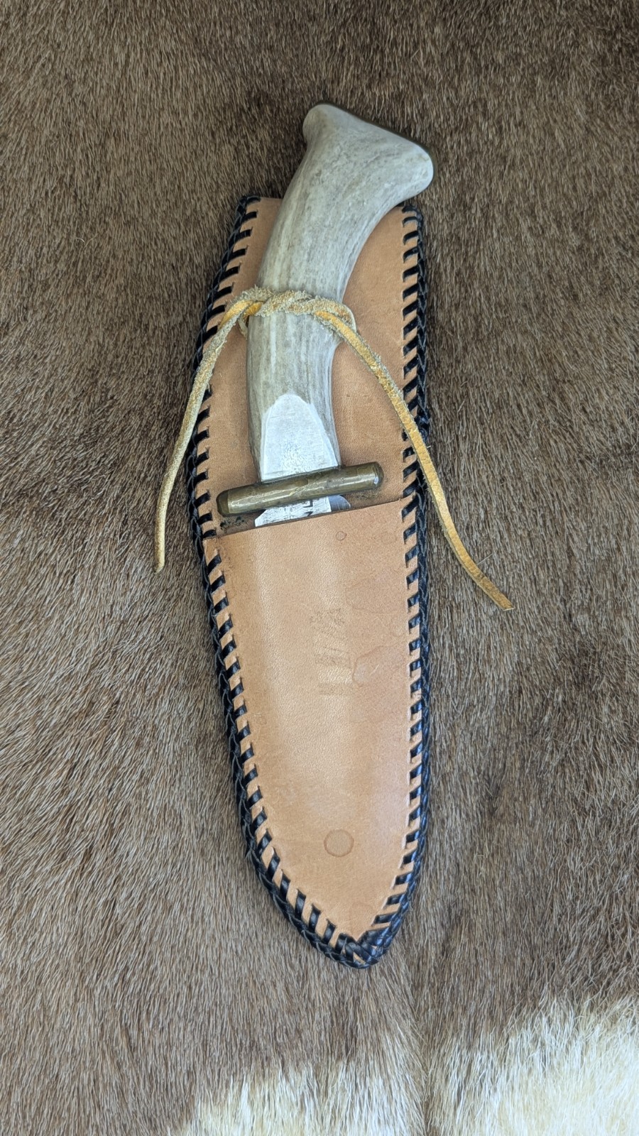 Custom Handmade Hunting & Skinning Knife with Deer Stag Antler Handle & Sheath