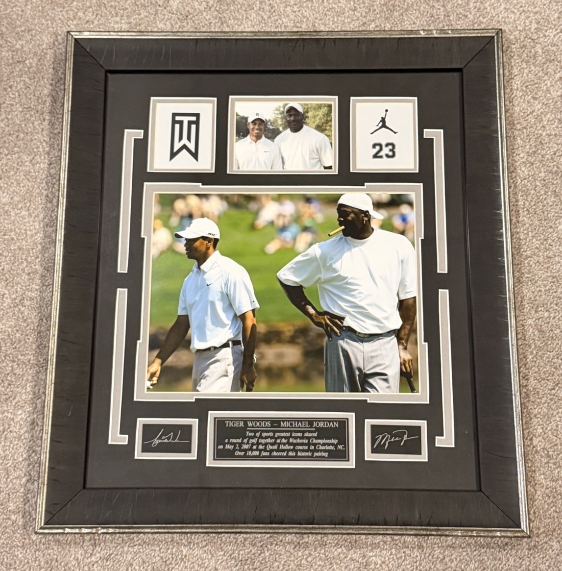Tiger Woods & Michael Jordan Framed Photo (16x18)