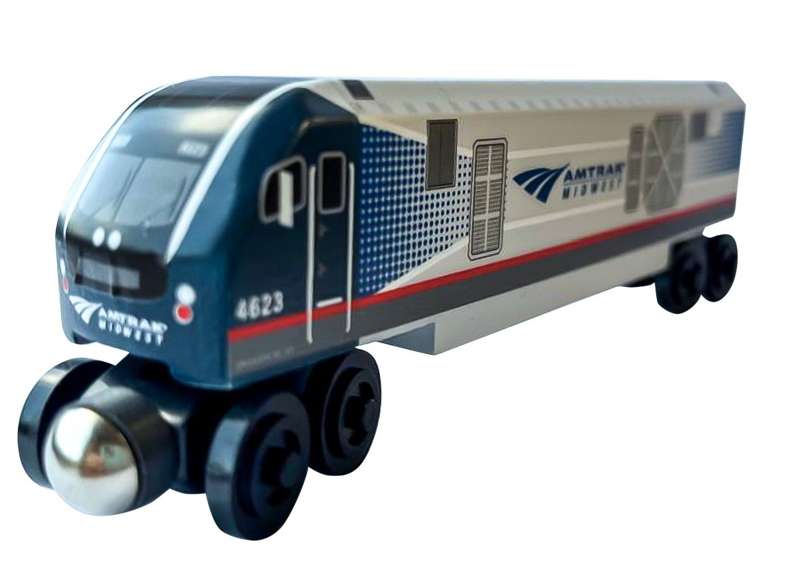 Amtrak Midwest Siemens Charger SC44 Wooden Train Locomotive 4623 6.5