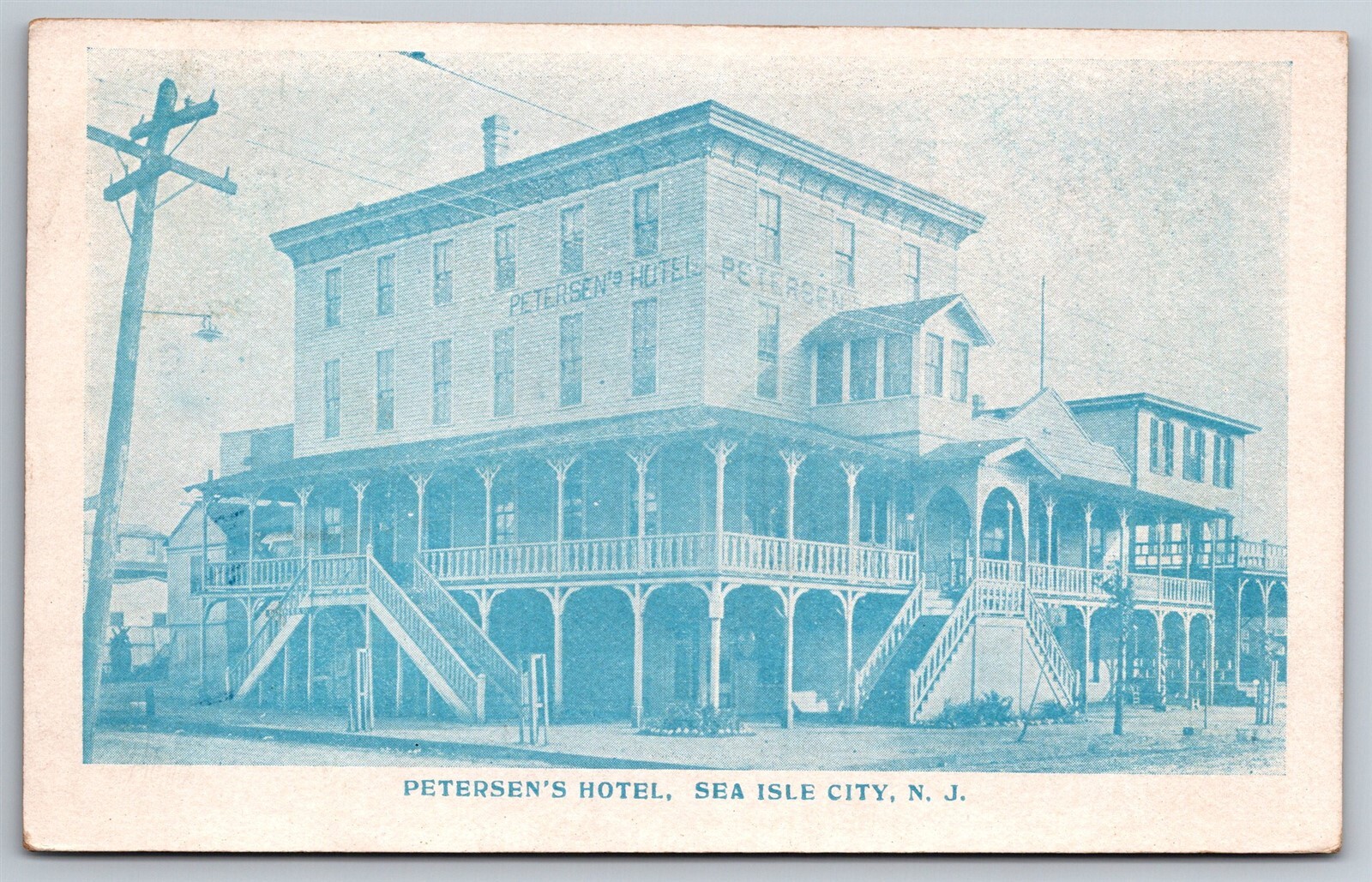 Petersen's Hotel Sea Isle City NJ Rare Picture Vintage C1907 DB Postcard M7