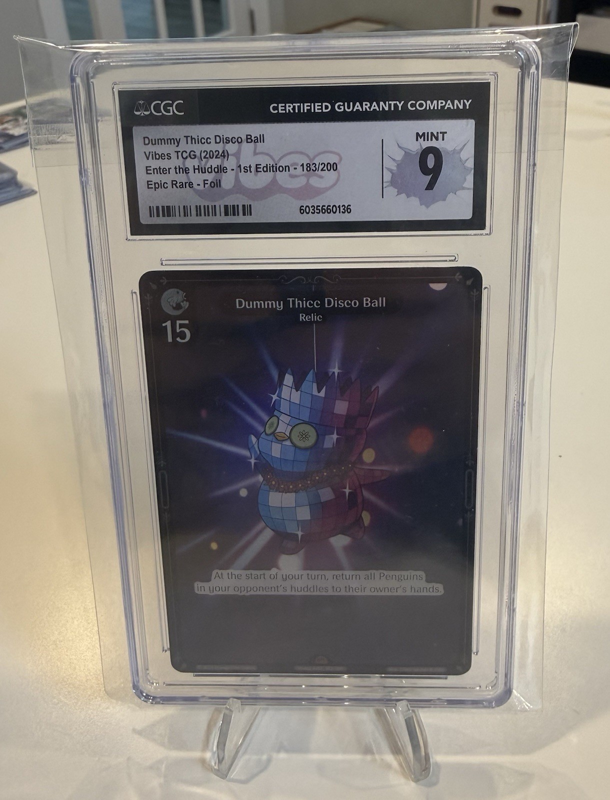 2024 VIBES TCG ENTER THE HUDDLE -FOIL DUMMY THICC DISCO BALL CGC 9 Vibes Label