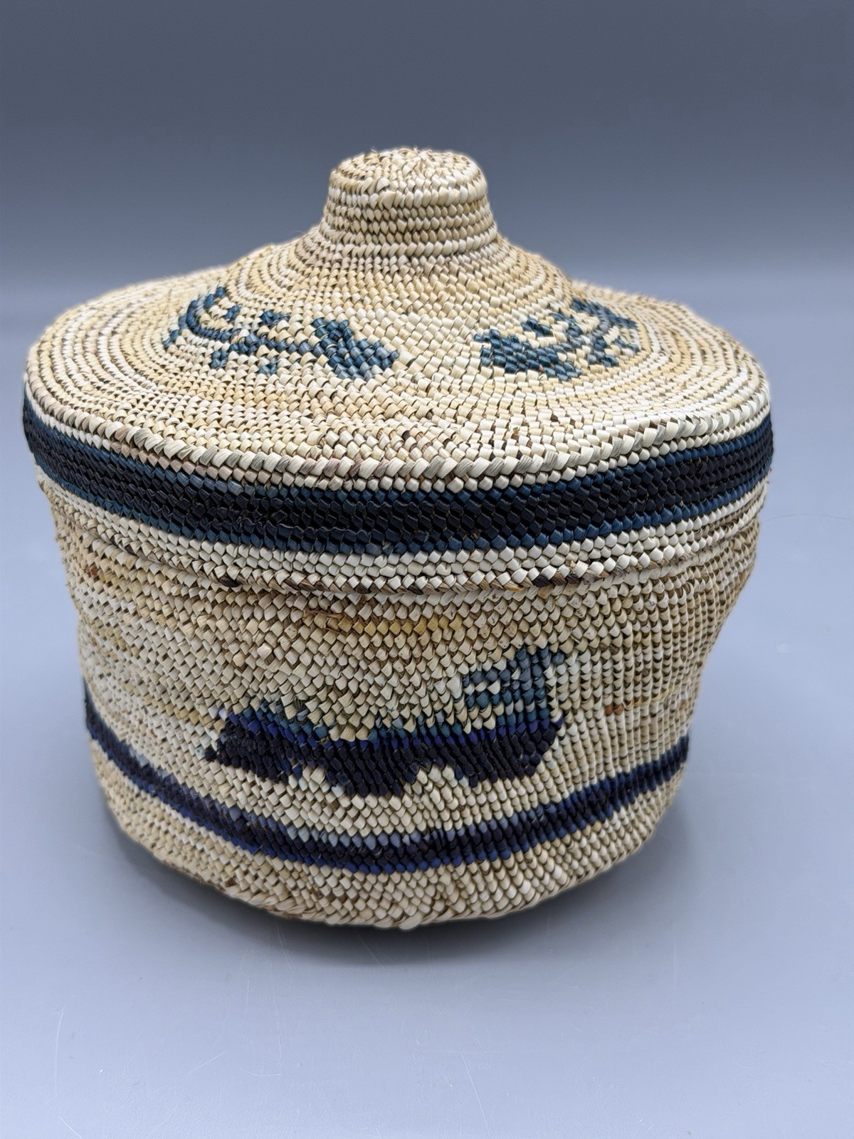Vintage Wonderful Vintage Makah Northwest Coast Sea Monster Covered Basket