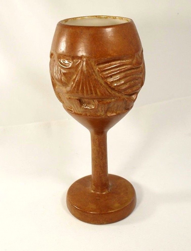 Tiki Mug Wine Glass Goblet 1978 Vintage Signed 