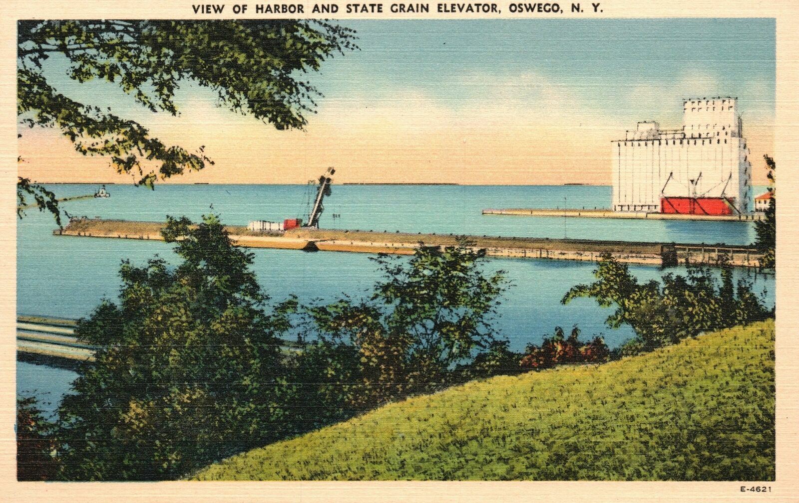 Oswego NY-New York, Harbor & State Grain Elevator Water, Vintage Postcard