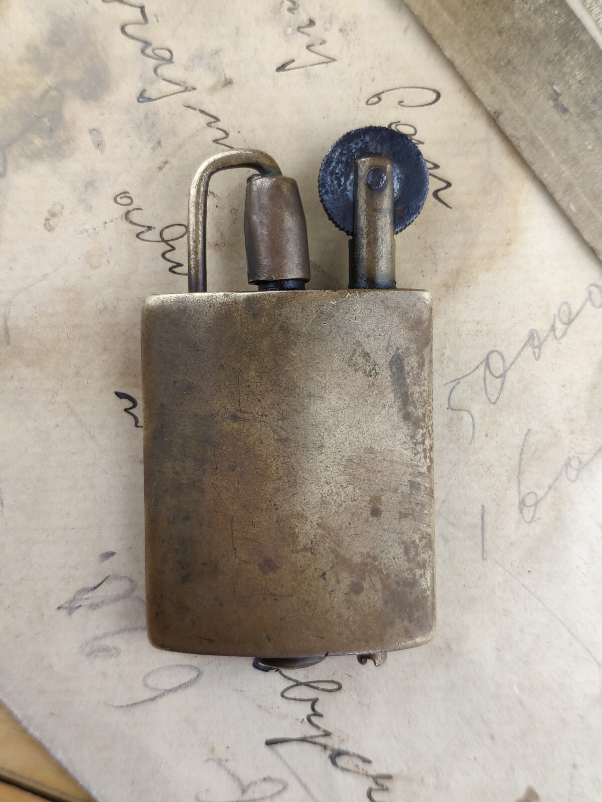 Vintage Ukrainie Brass Petrol Lighter WW1 Trench Art Lighter.  Working 