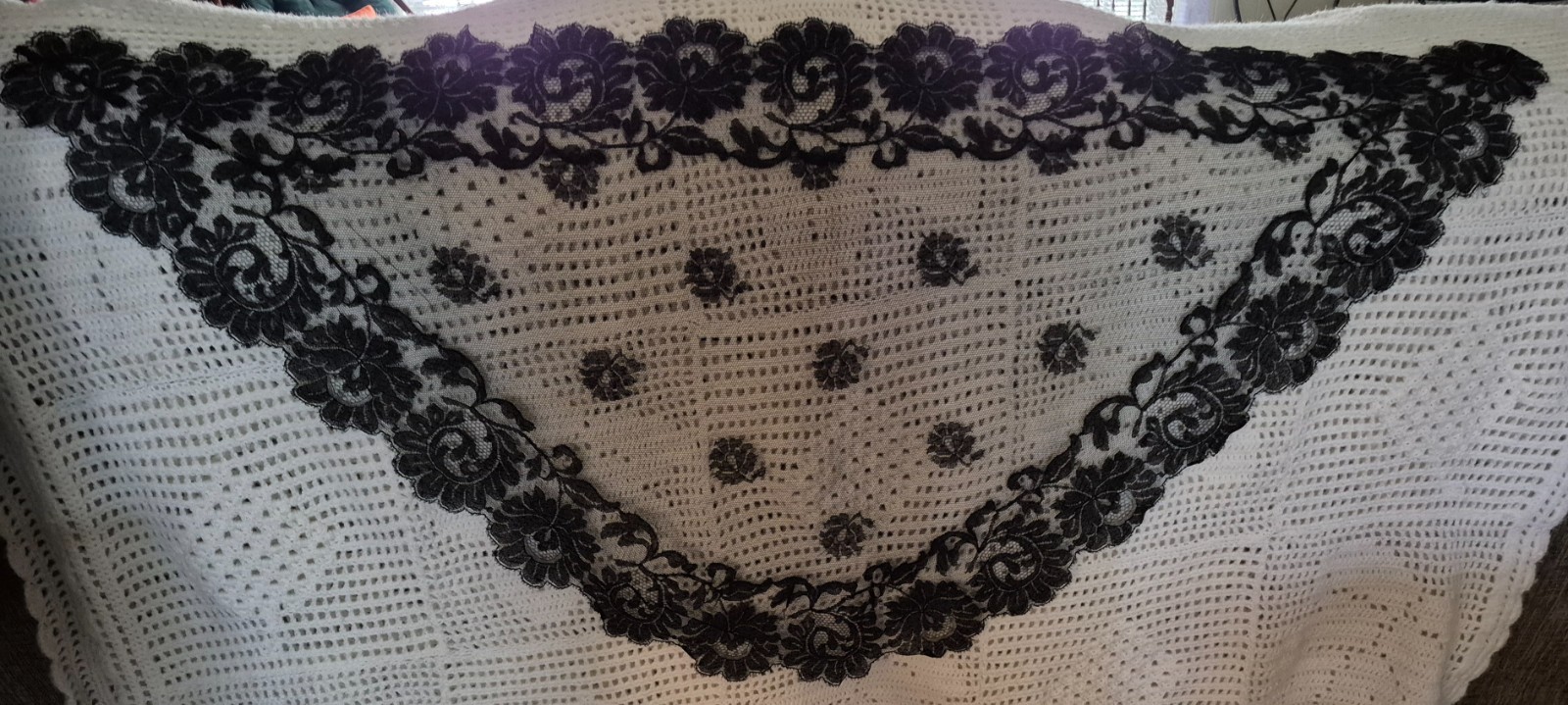 Vintage Catholic Church Chapel Veil black lace