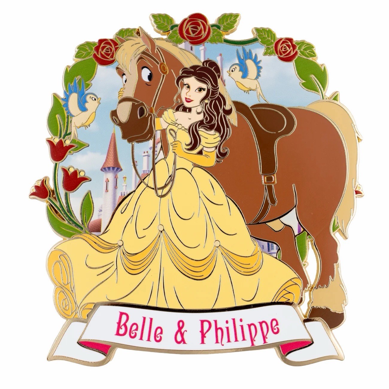 PALM Disney Beauty and the Beast Belle with Philippe Jumbo Collectible Pin