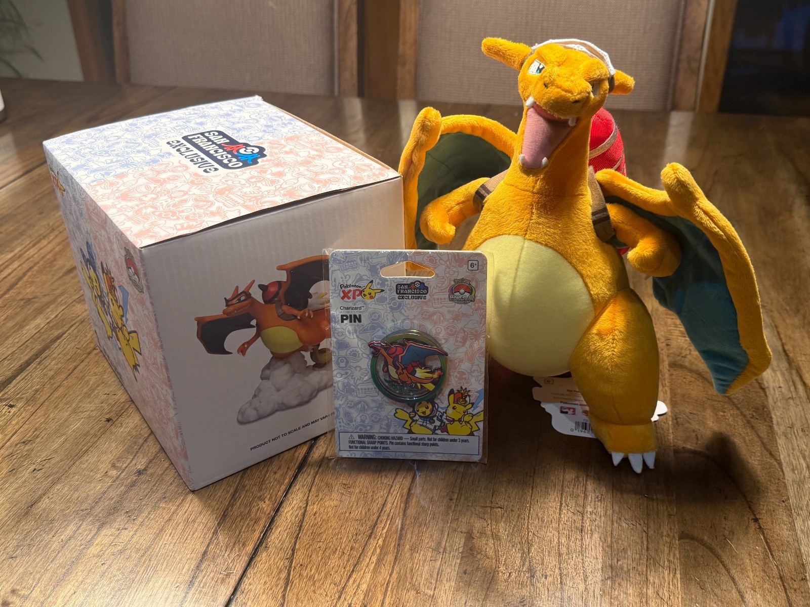 Charizard BUNDLE - Pokémon 2026 Worlds Jet Plush, XP Lava Pin & Exclusive Figure