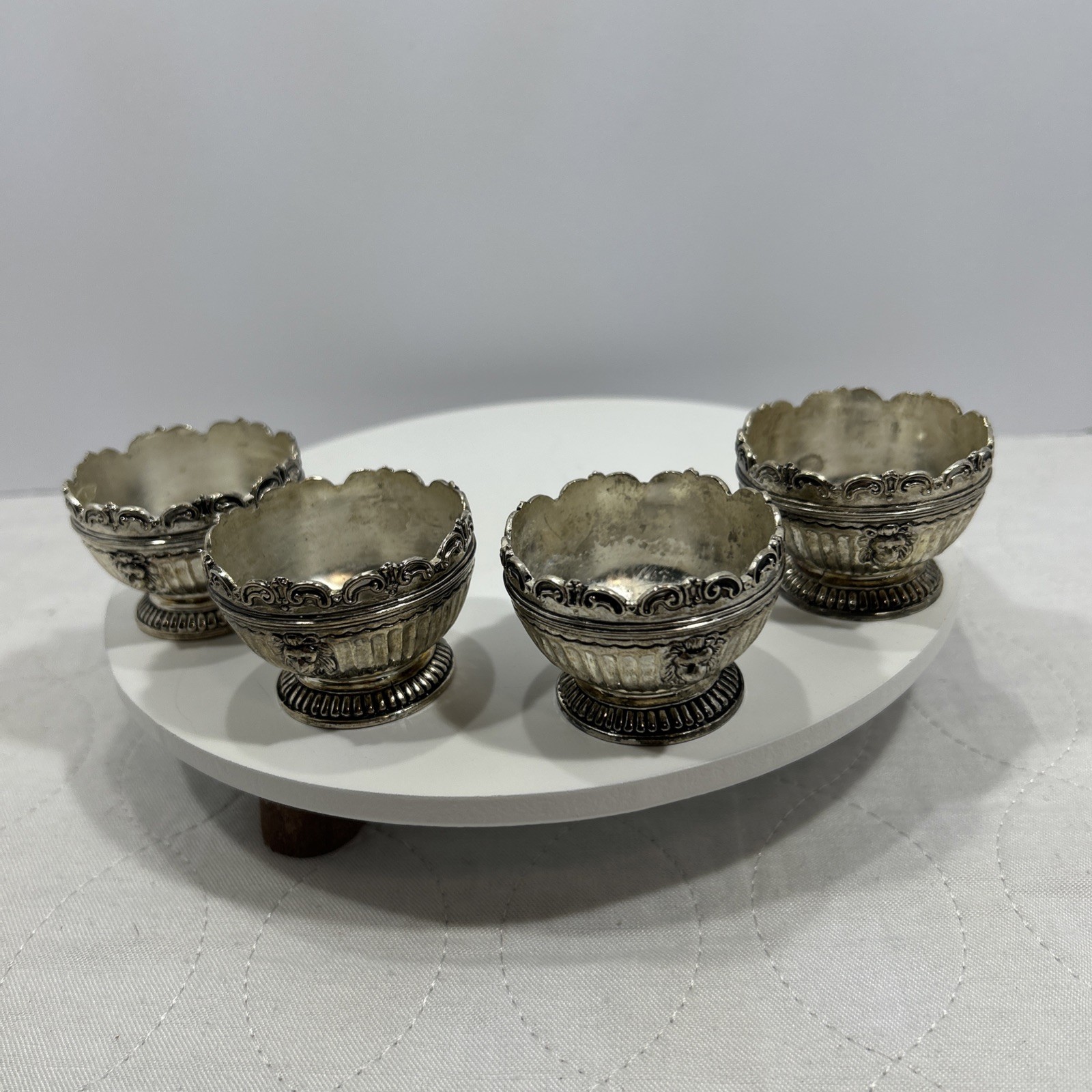 4x Vintage Godinger Silver-Plated Open Salt Cellars.