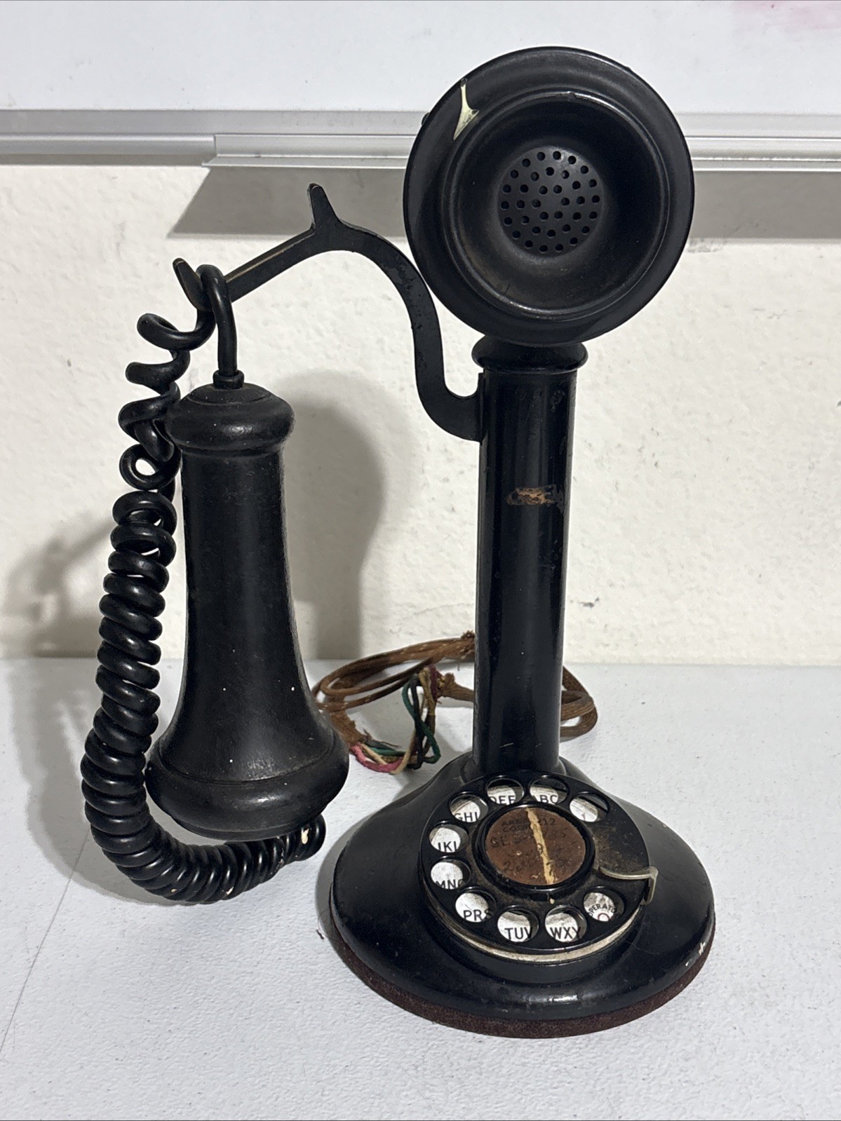 VINTAGE ANTIQUE CANDLESTICK Rotary TELEPHONE Mid Century Restoration Look