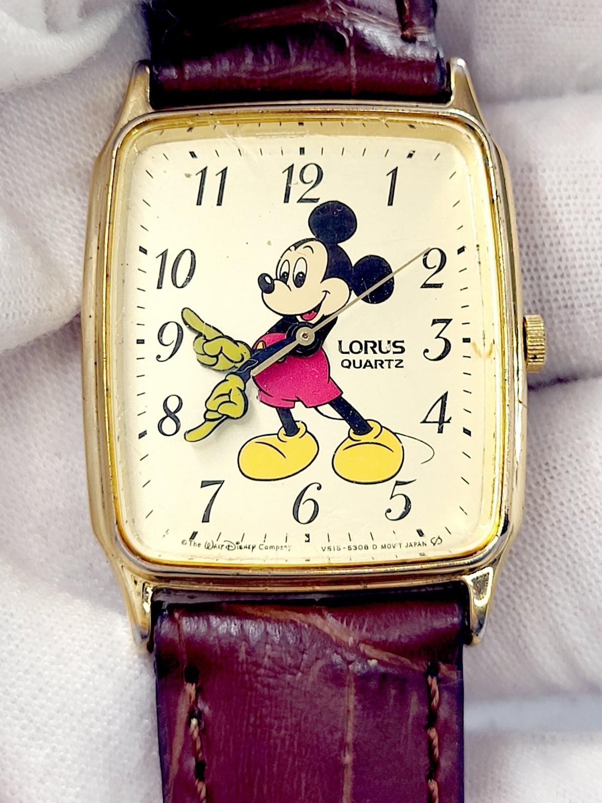 [WORKS] 1990's Lorus Tank 26mm By Seiko Disney Mickey Vuntage Watch New Battery 
