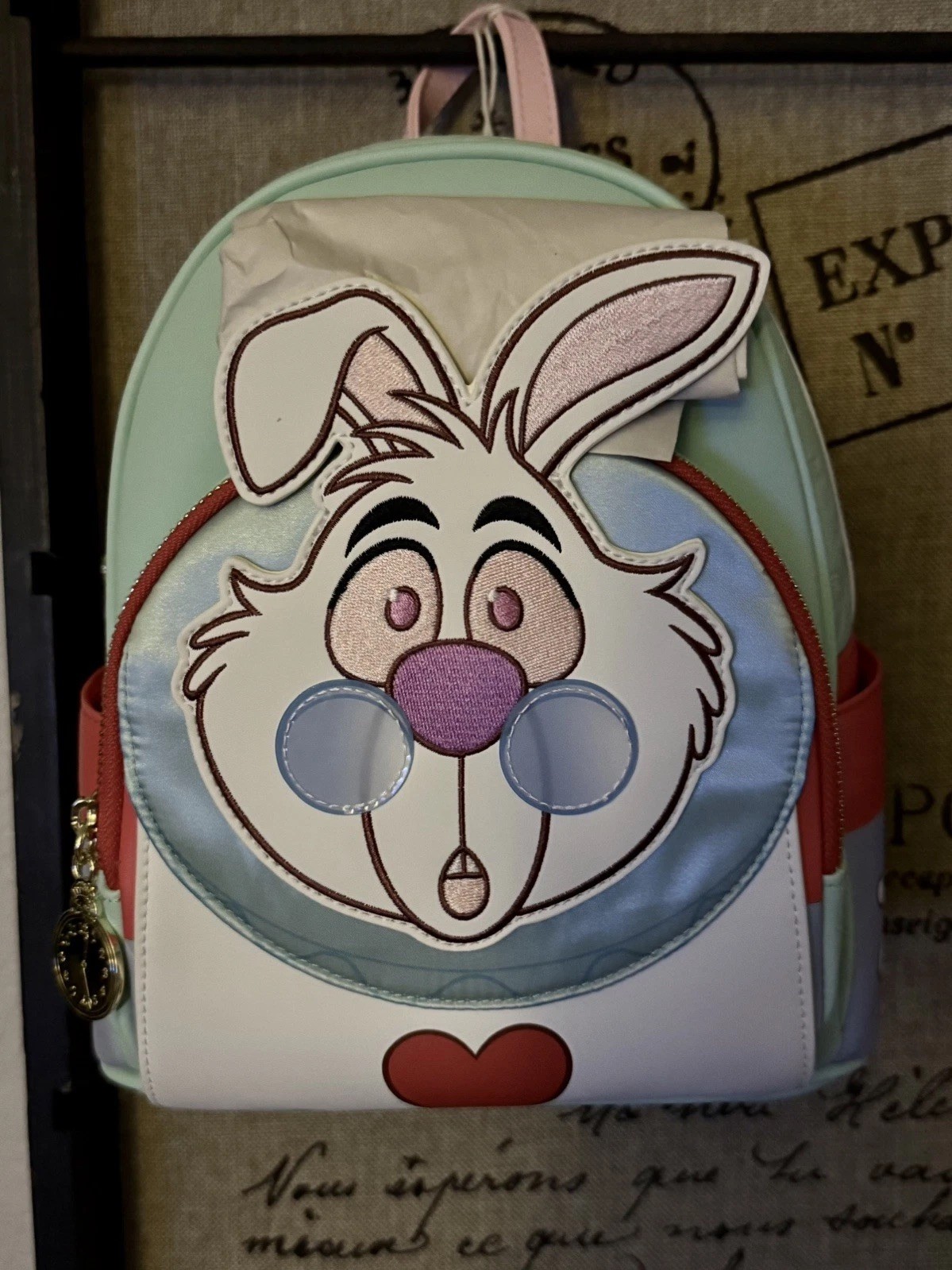 Loungefly Disney Alice in Wonderland White Rabbit Mini Backpack Bag NWT
