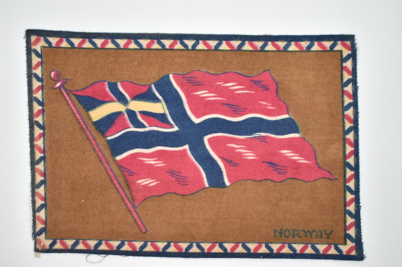Vintage Circa 1910's Norway Flag: Tobacco Felt Flannel Cigar Cigarette Premium