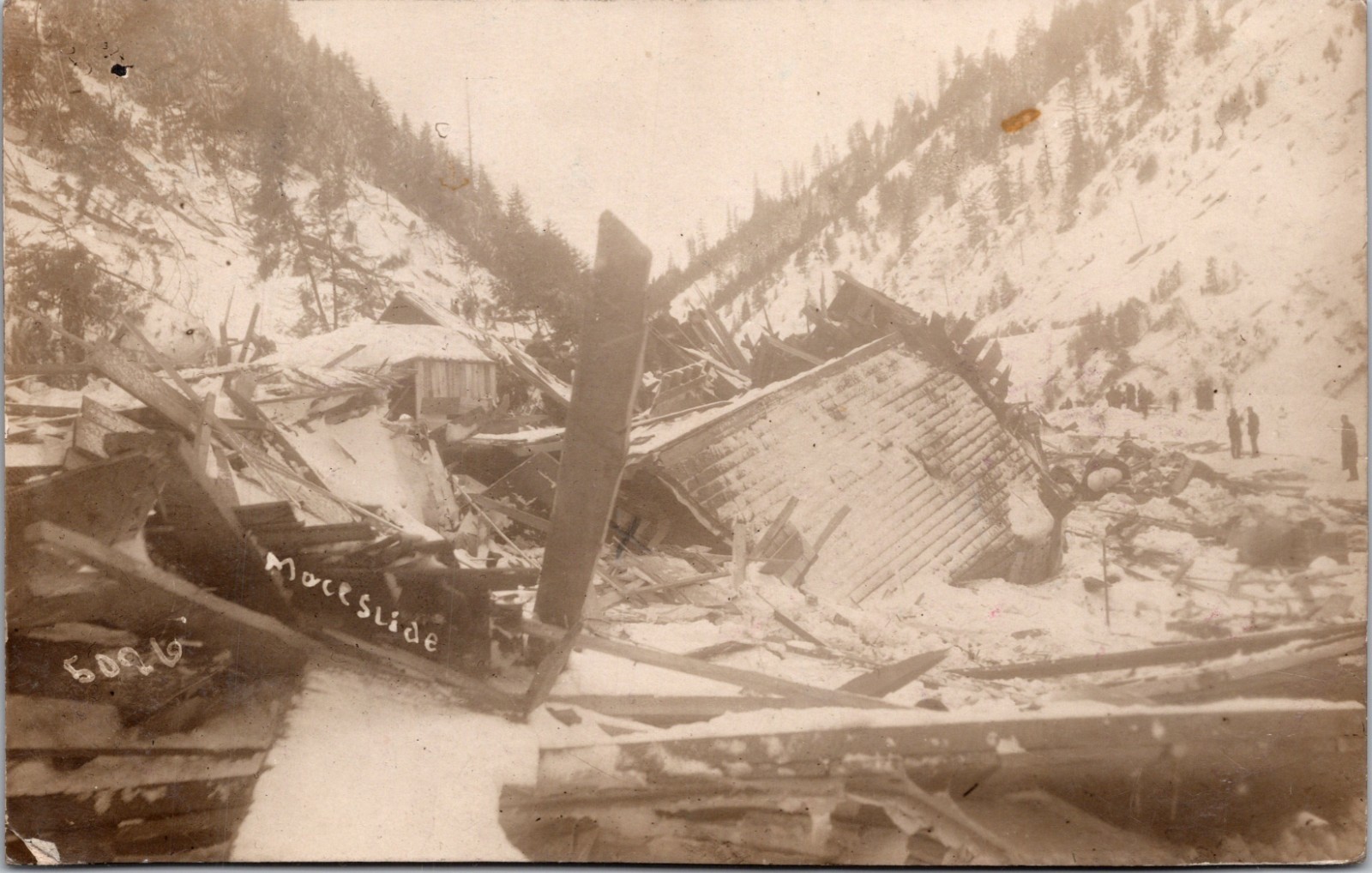 RPPC 1910 Snow Slide Avalanche Ruins Mace Idaho ID Postcard XA22