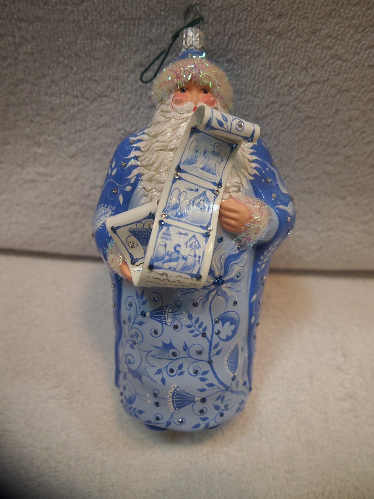 Patricia Breen Story Telling Santa Christmas Ornament Blue Pre-owned