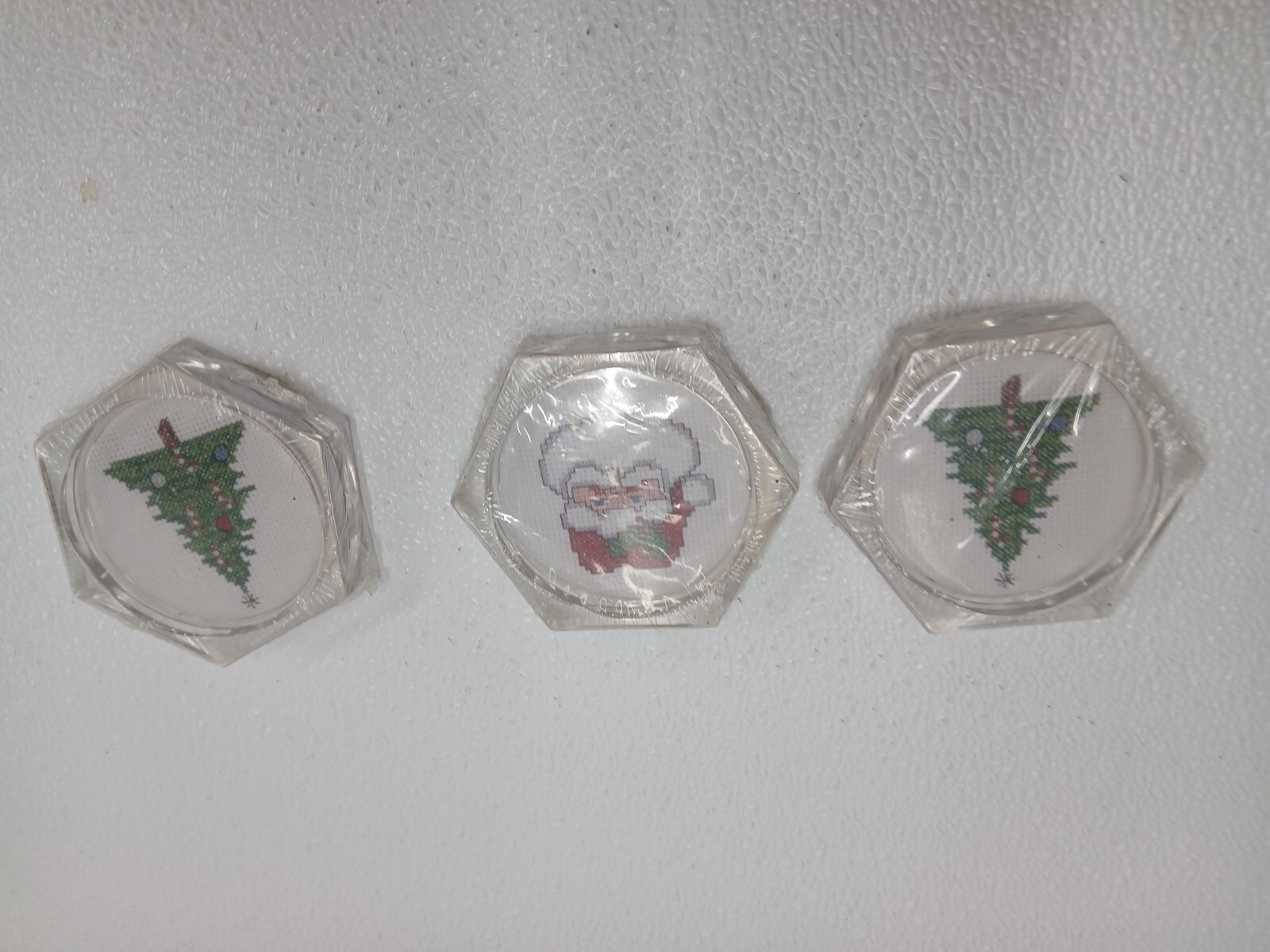 Christmas Coasters Lot Of 3 Sealed New 1980's Vintage