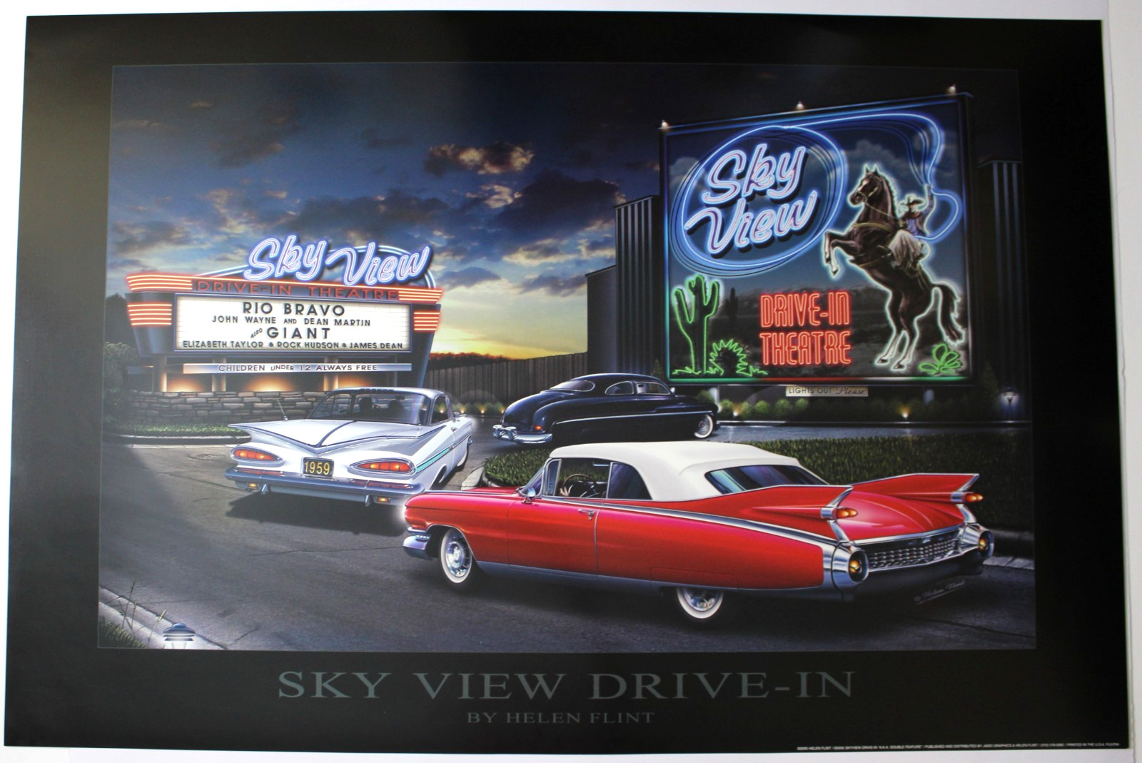 Drive-In Automotive Art Print Poster Helen Flint 24