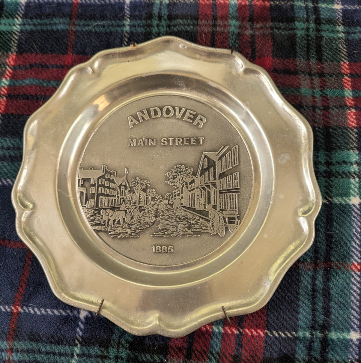 Vintage Town Of ANDOVER MA/ Massachusetts MAIN STREET 1885 Pewtarex Plate 10”