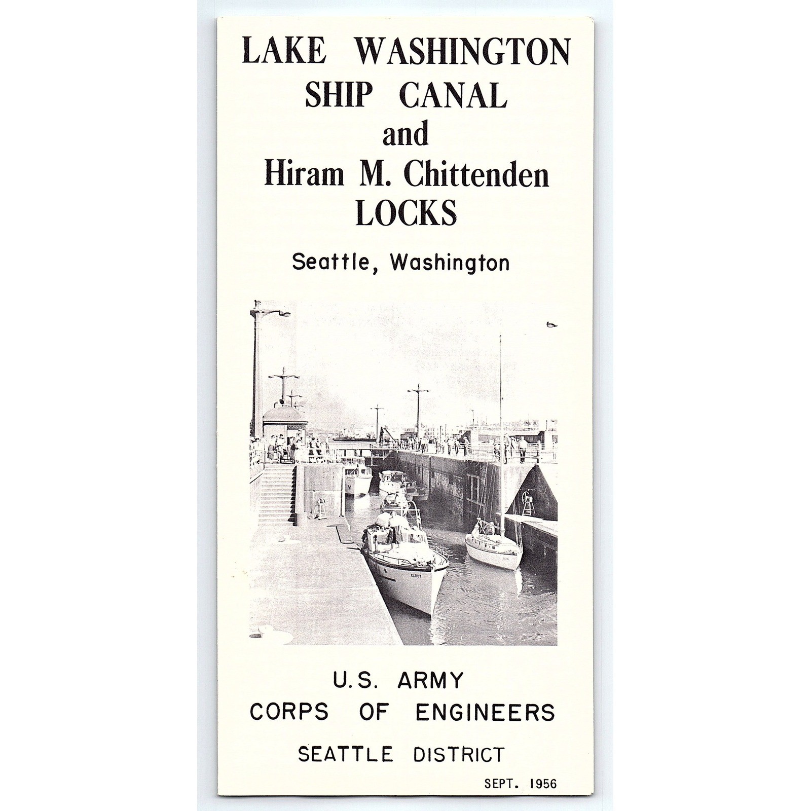 Vtg 1956 Lake Washington Ship Canal Hiram M Chittenden Locks Seattle Brochure