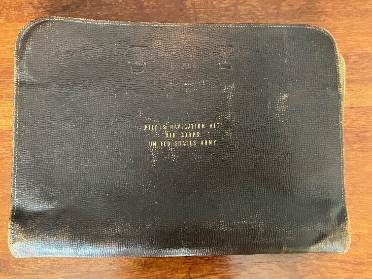 Vintage WWII WW2 US Army Air Force PILOTS NAVIGATION KIT Zippered Leather Case
