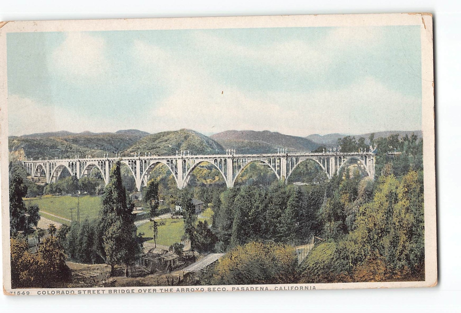 Pasadena CA Postcard 1915-1930 Colorado Street Bridge Over The Arroyo Seco