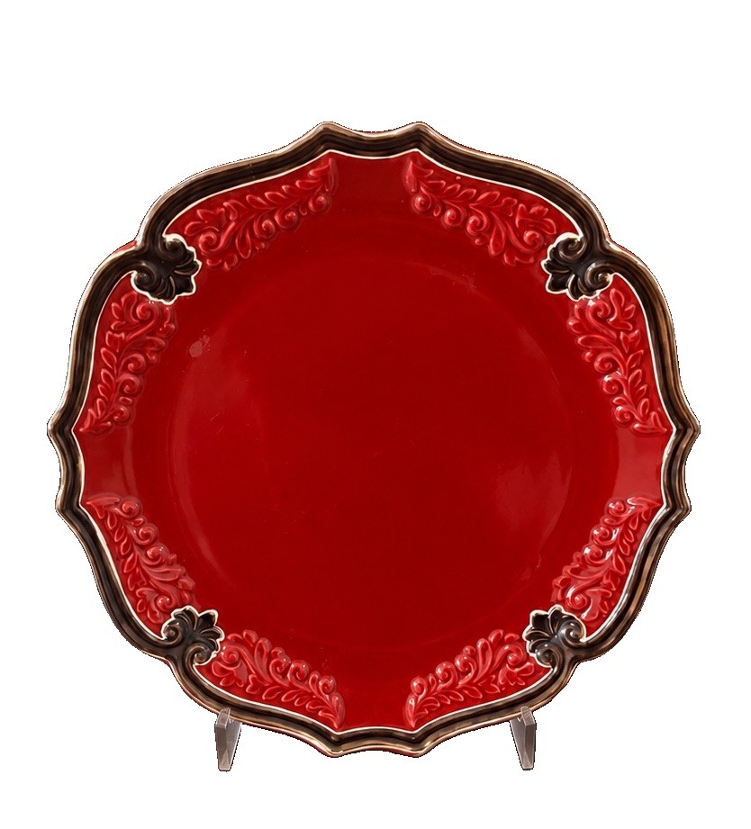 Certified International Regency Red 12” Dinner Plate Kari Design Discontinued