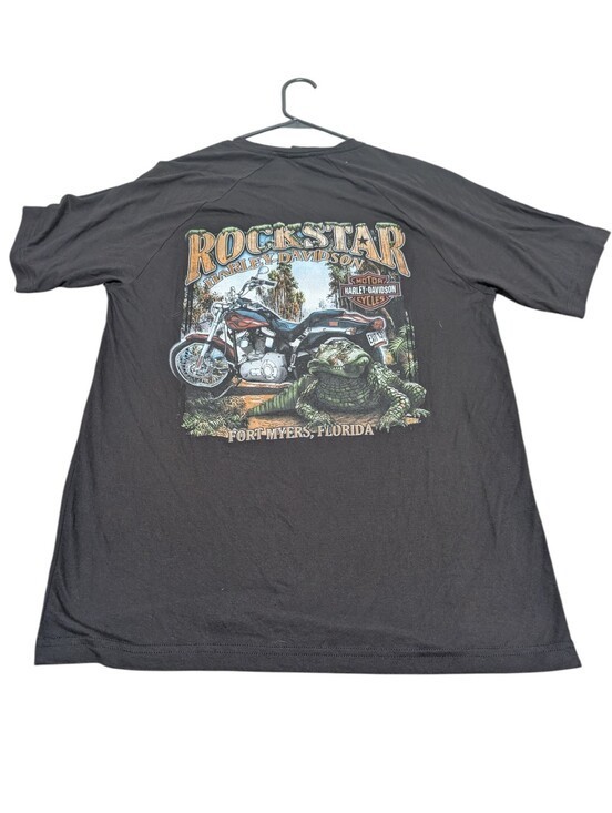 Harley-Davidson Men\'s Black \'Twin\' Rockstar Fort Myers Florida Logo Tee (Large)