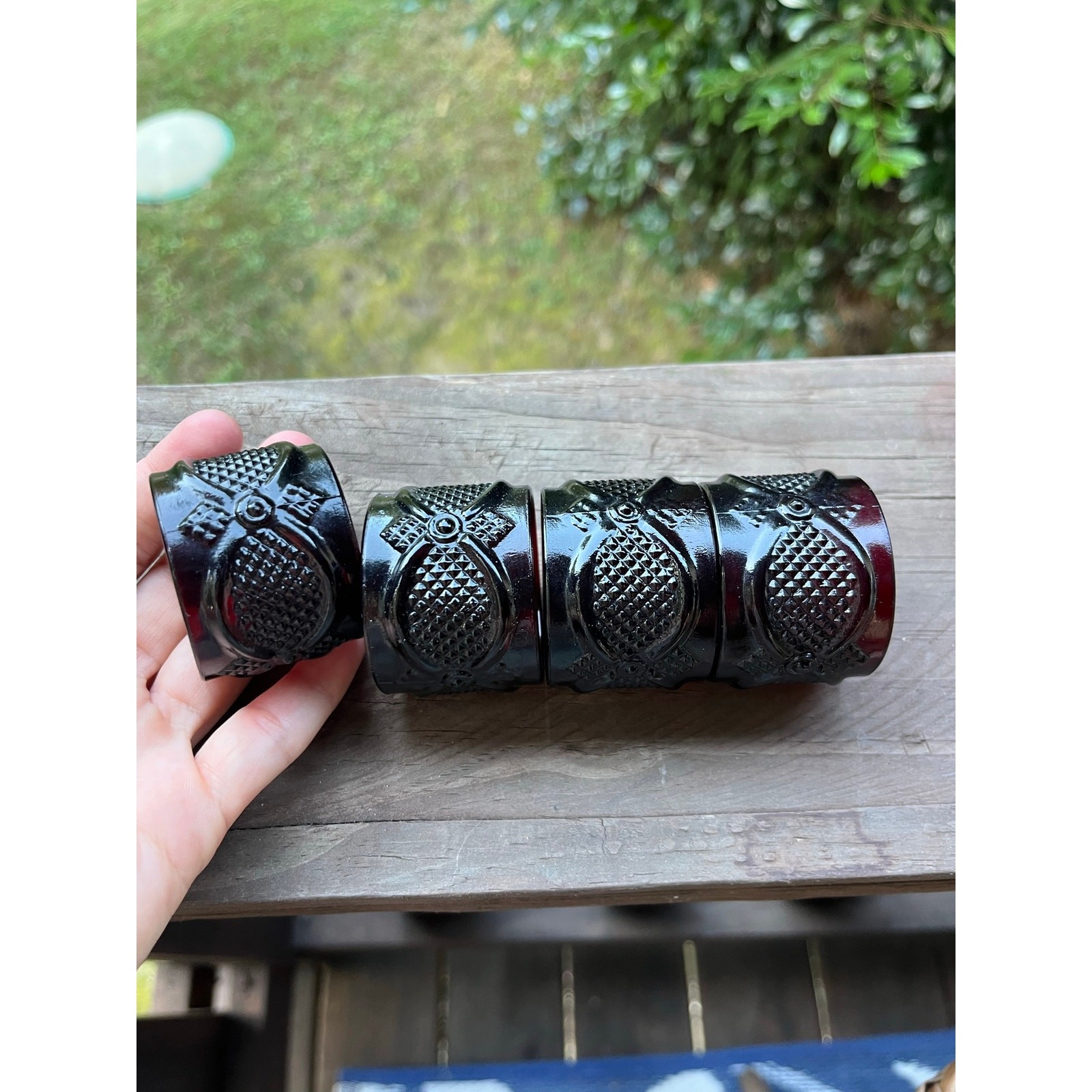 Avon 1876 Cape Cod Ruby Red Glass Napkin Rings Set of 4 Vintage 