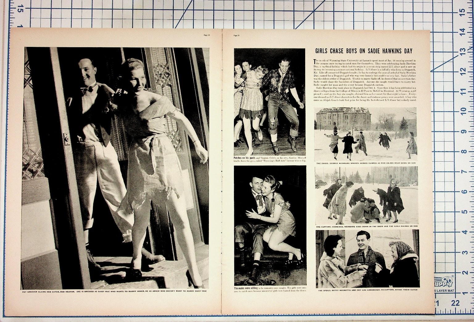 1940s Sadie Hawkins Day Magazine Page Li\'l Abner College Tradition Ephemera