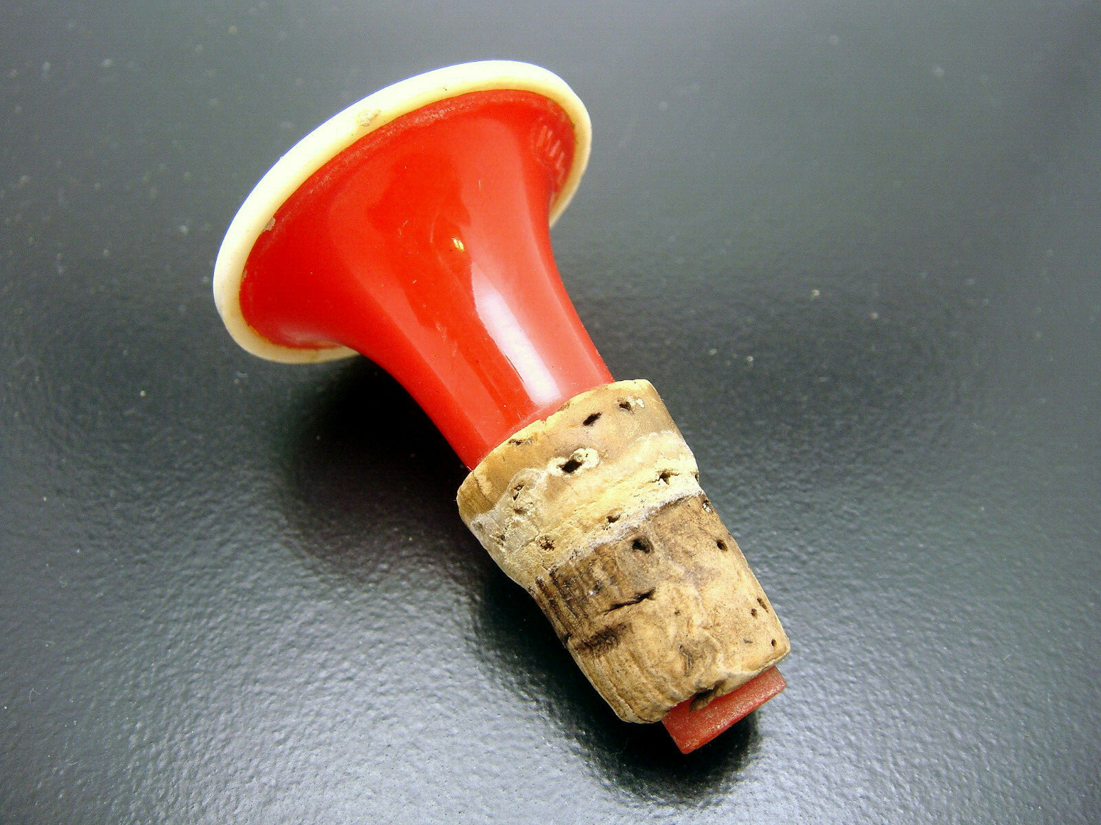 Vintage Lucite Plastic Ironing Bottle Sprinkler Head Spout Red Off White