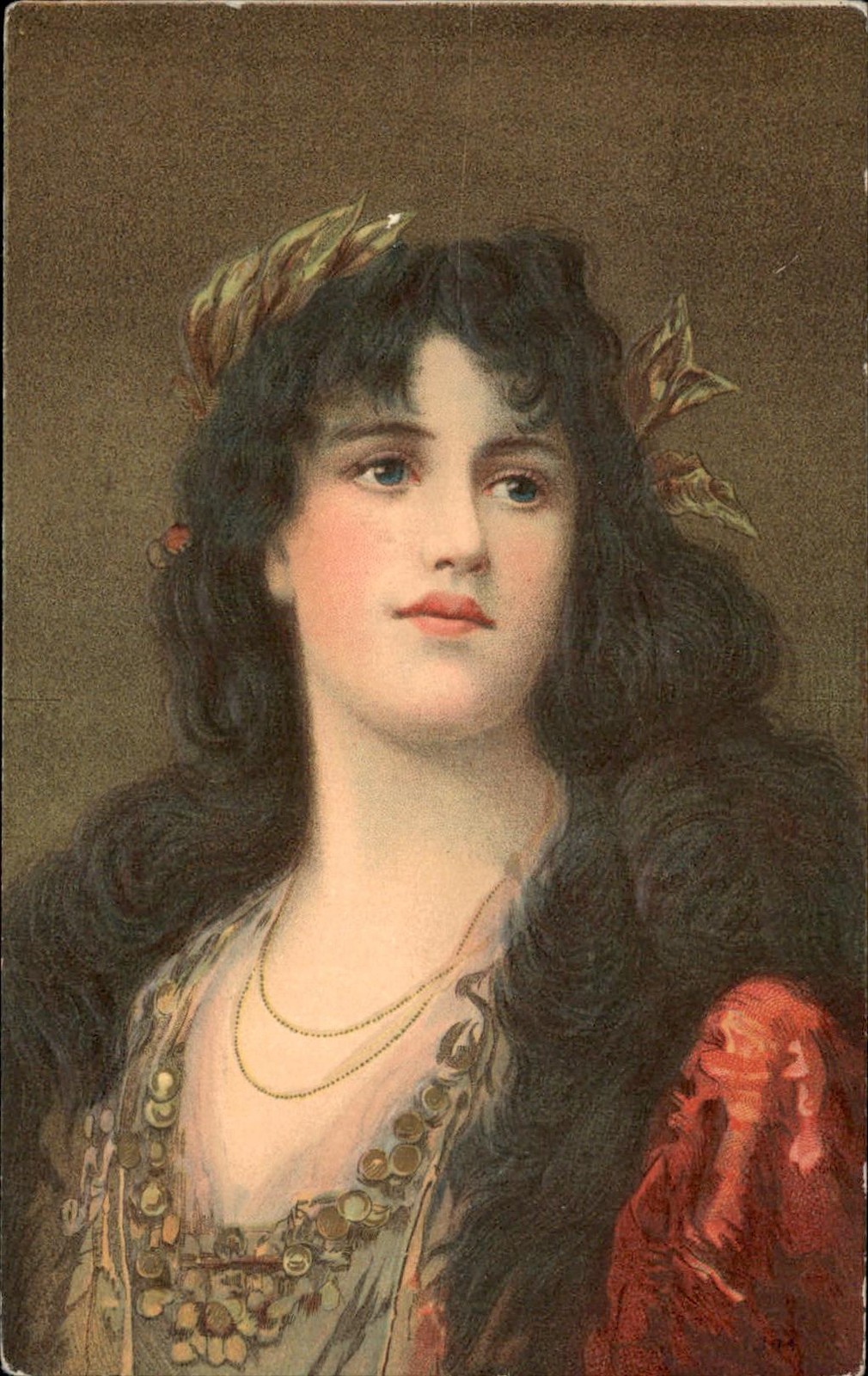 Beautiful Woman Illustrated Embossed  c1900s-10s Vintage Postcard