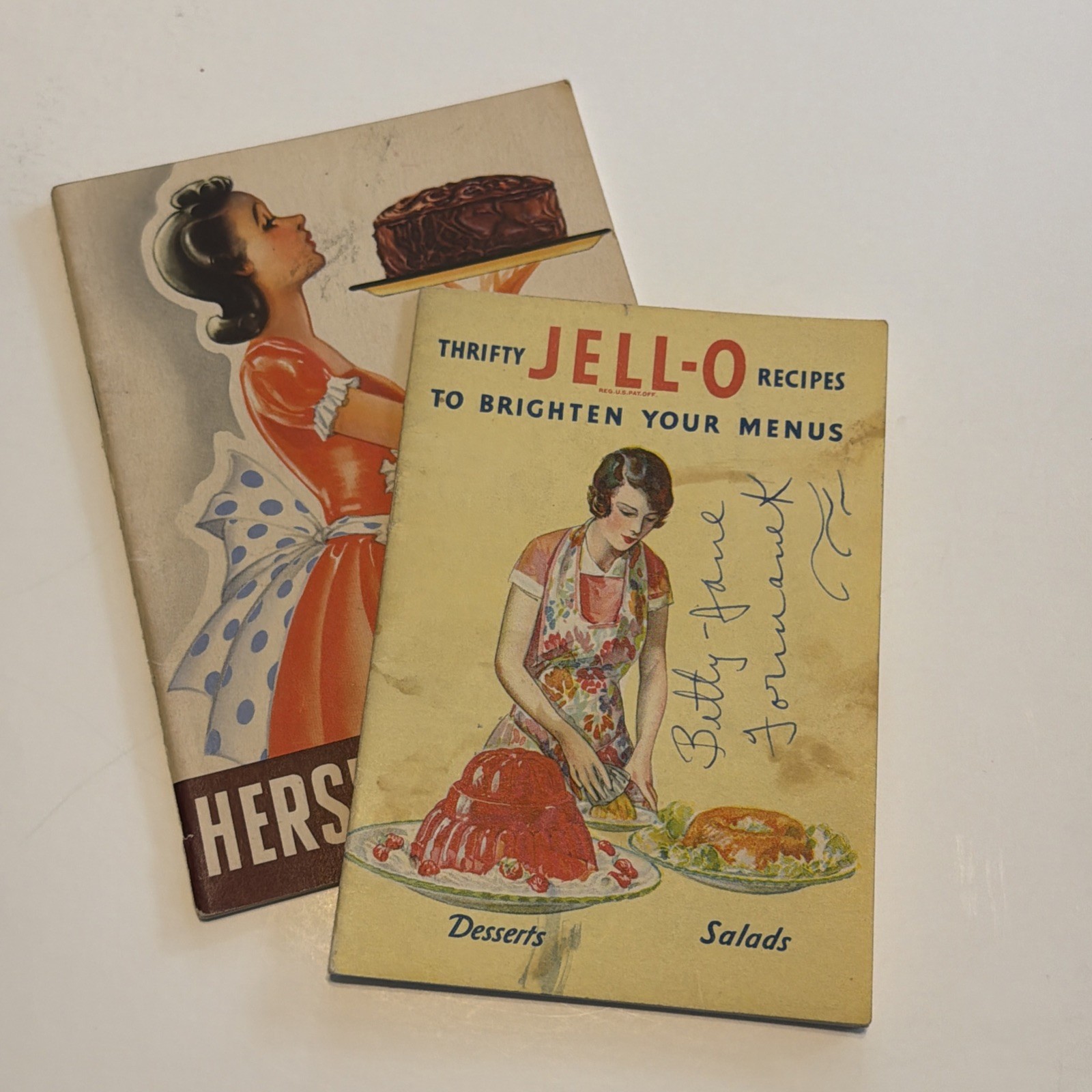 2 Vintage Recipe Books Booklets Jell-O & Hershey\'s Advertising Desert Dinner