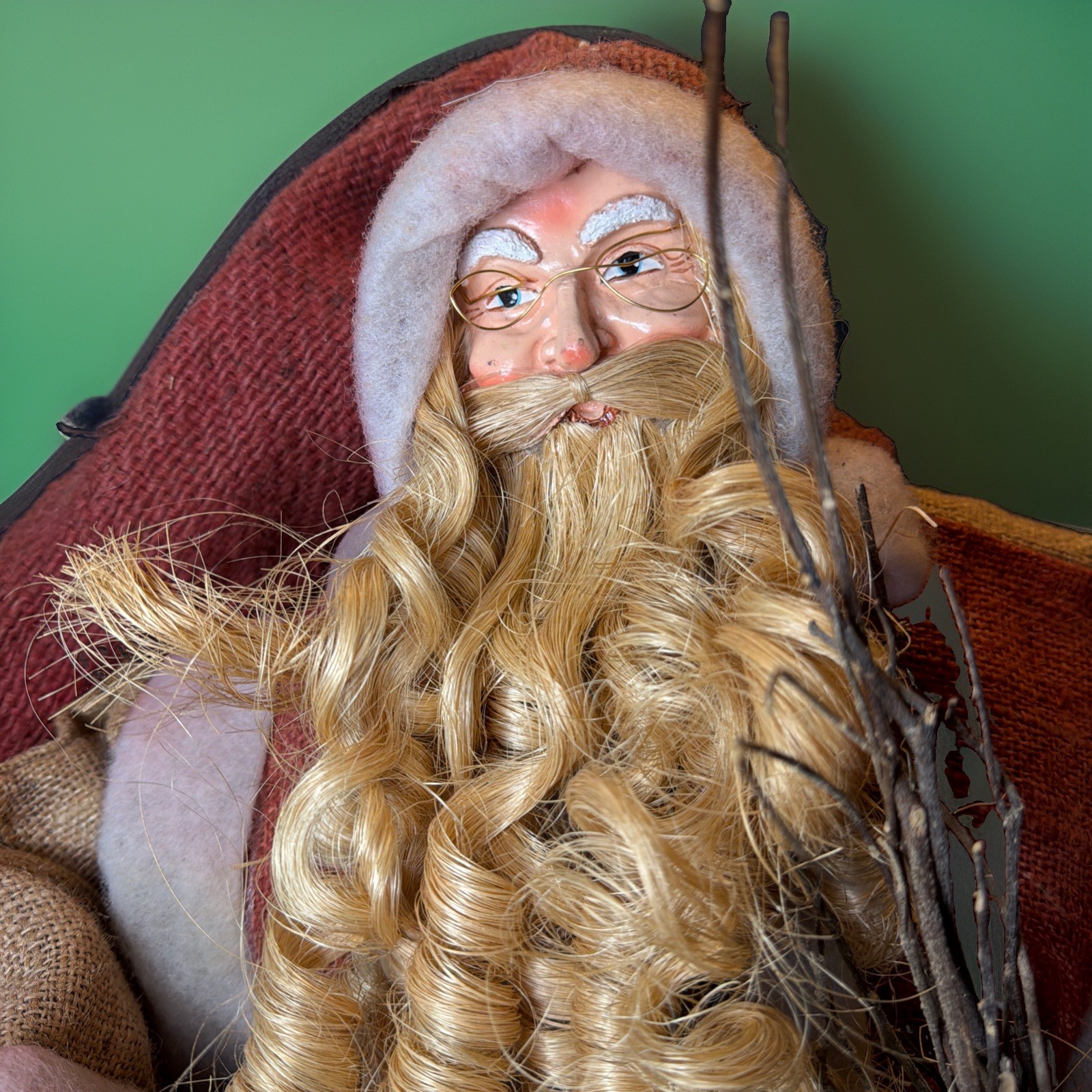 Vintage Primitive Folk Art Santa Claus Display Figure handmade 34 Inches Tall