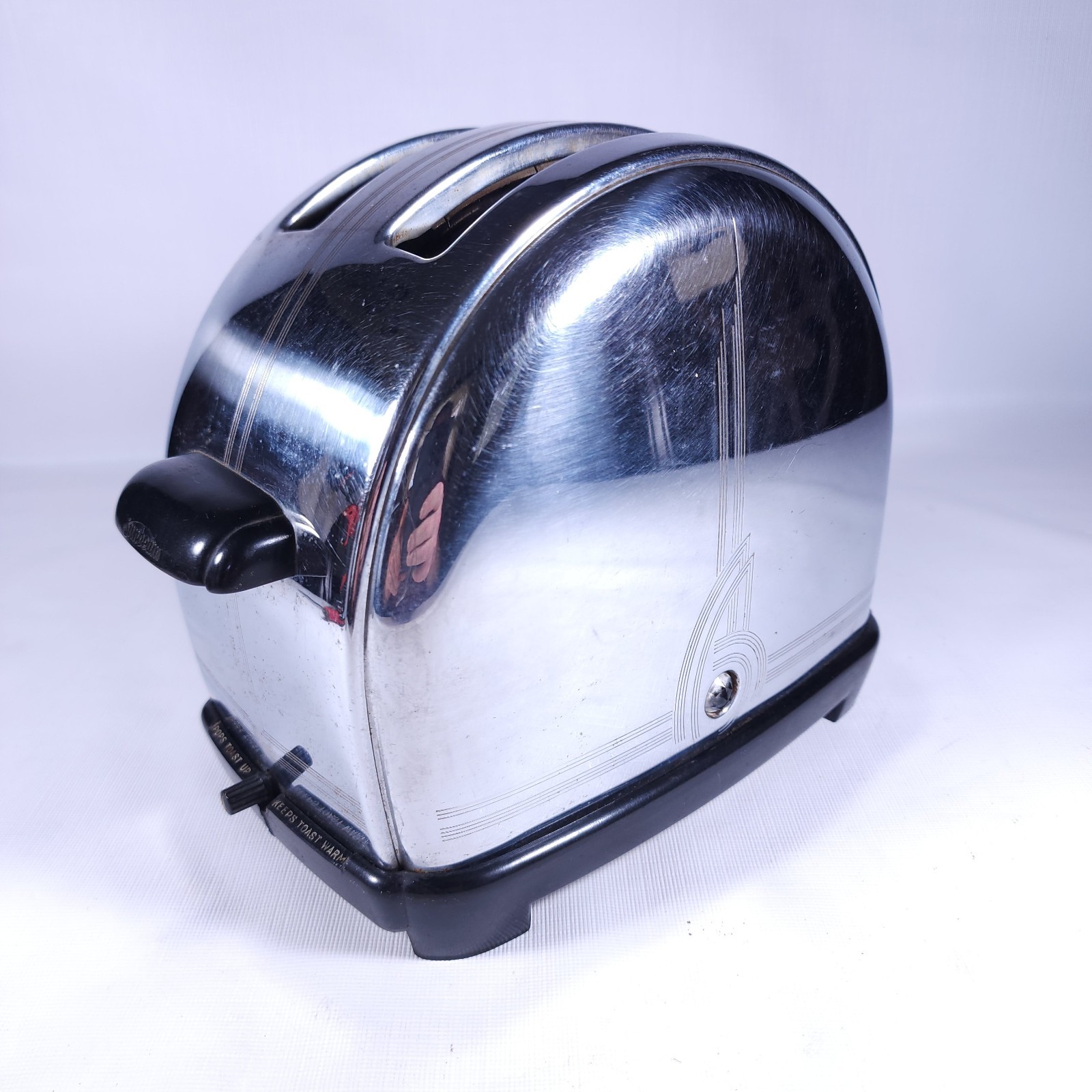 WORKS Vintage 1930-40s Sunbeam Model T-9 Art Deco Style Chrome Toaster Tested