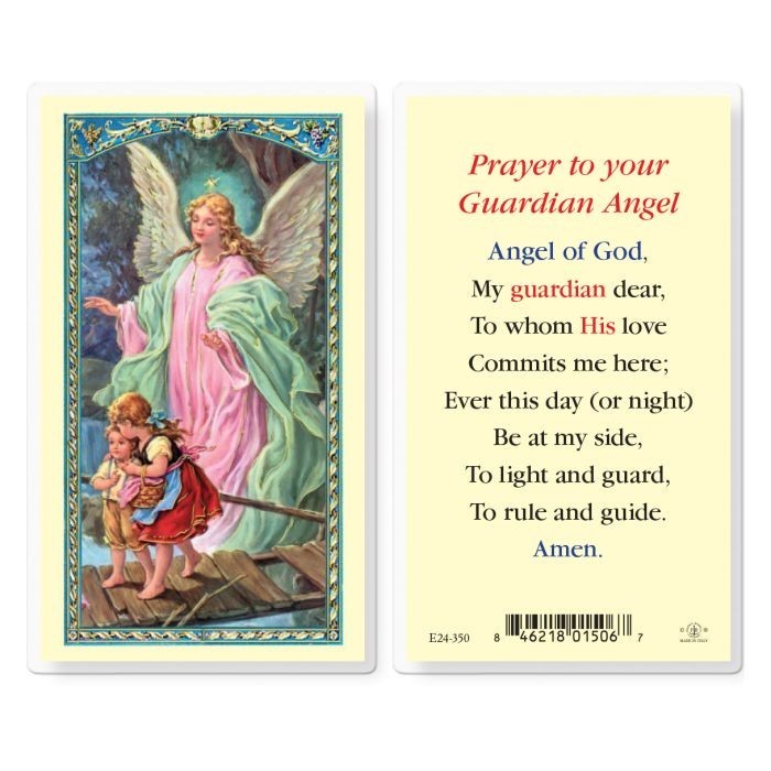Guardian Angel - Angel of God Laminated Holy Card - E24-350 Guardian Angel - Angel of God Laminated Holy Card - E24-350