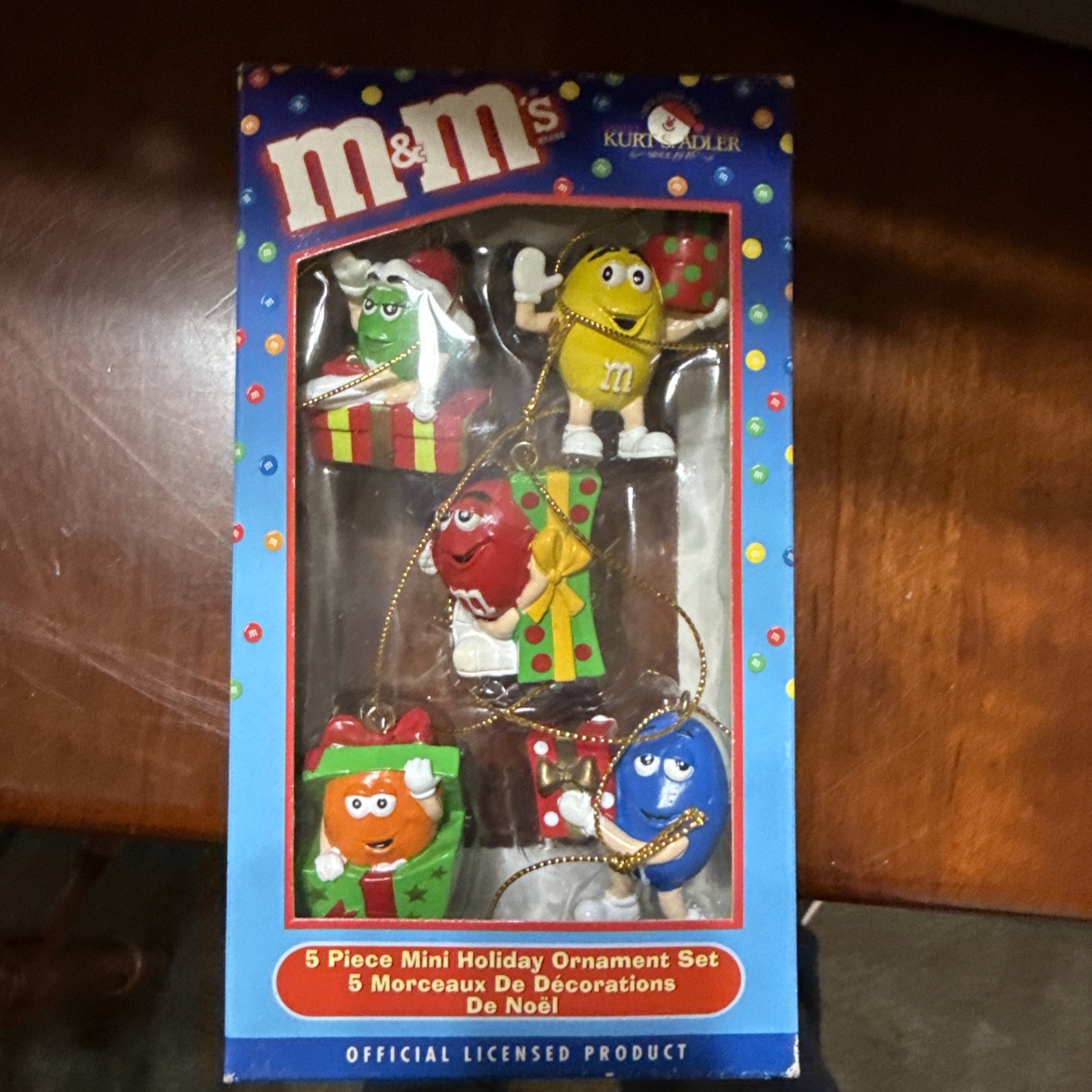 M&M\'s 5 Piece Mini Holiday Ornament Set Kurt Adler Christmas Hard to Find 
