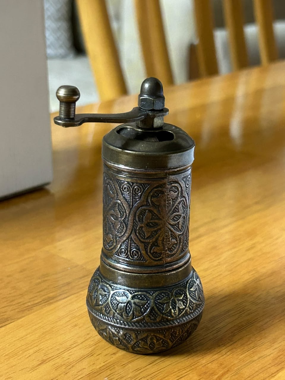 Vintage Metal Hand Crank Grinder Turkish Arabic Style Spice Mill Antique Gift