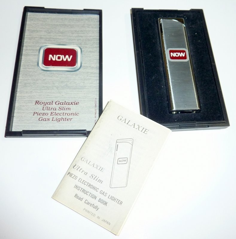 OS Vintage Royal Galaxie Ultra Slim Piezo Gas Lighter Japan Mint Box Manual