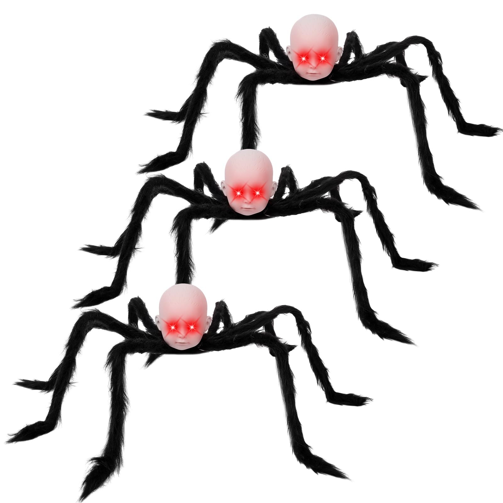 Suzile 3 Pack Halloween Doll Head Spider Light up Creepy Outdoor Decor | Blac... Suzile 3 Pack Halloween Doll Head Spider Light up Creepy Outdoor Decor | Blac...