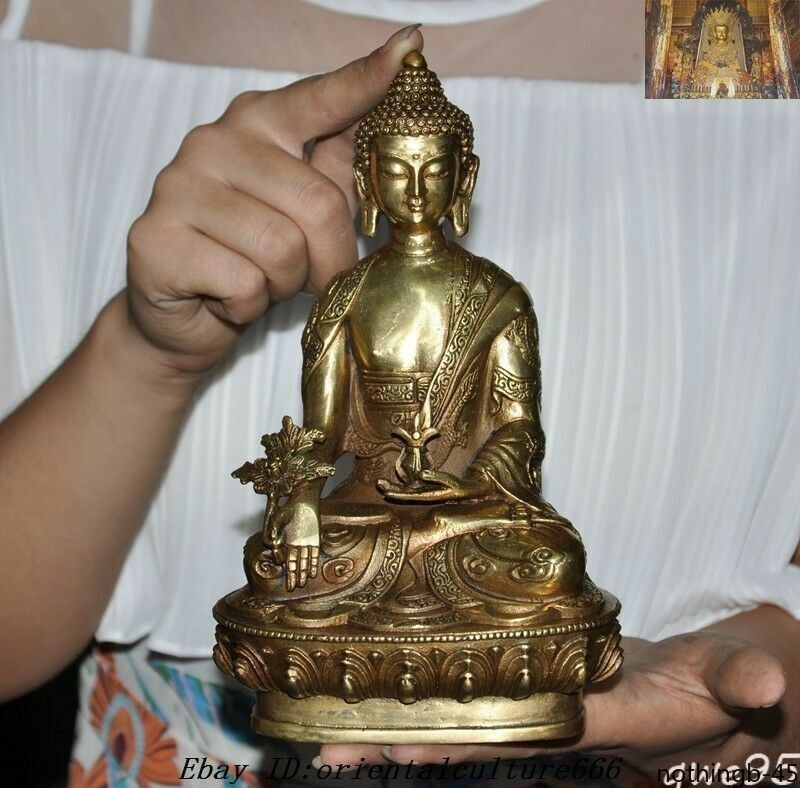 Tibet Buddhism Brass Sakyamuni Shakyamuni Medicine Buddha Statue Collect