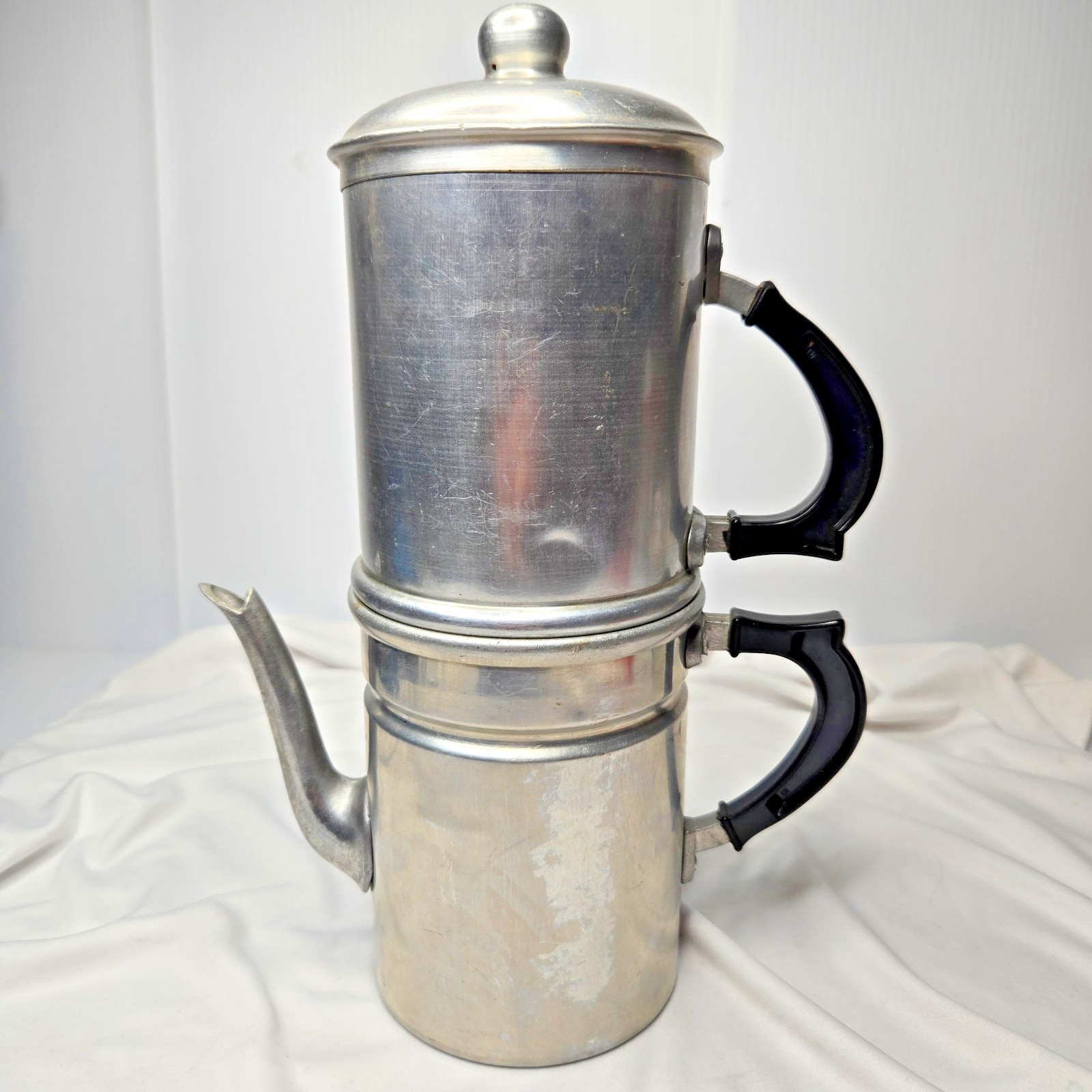 Vintage Rare ALCE Alluminio Puro Neapolitan Flip Drip Coffee Maker Italy Cuccuma