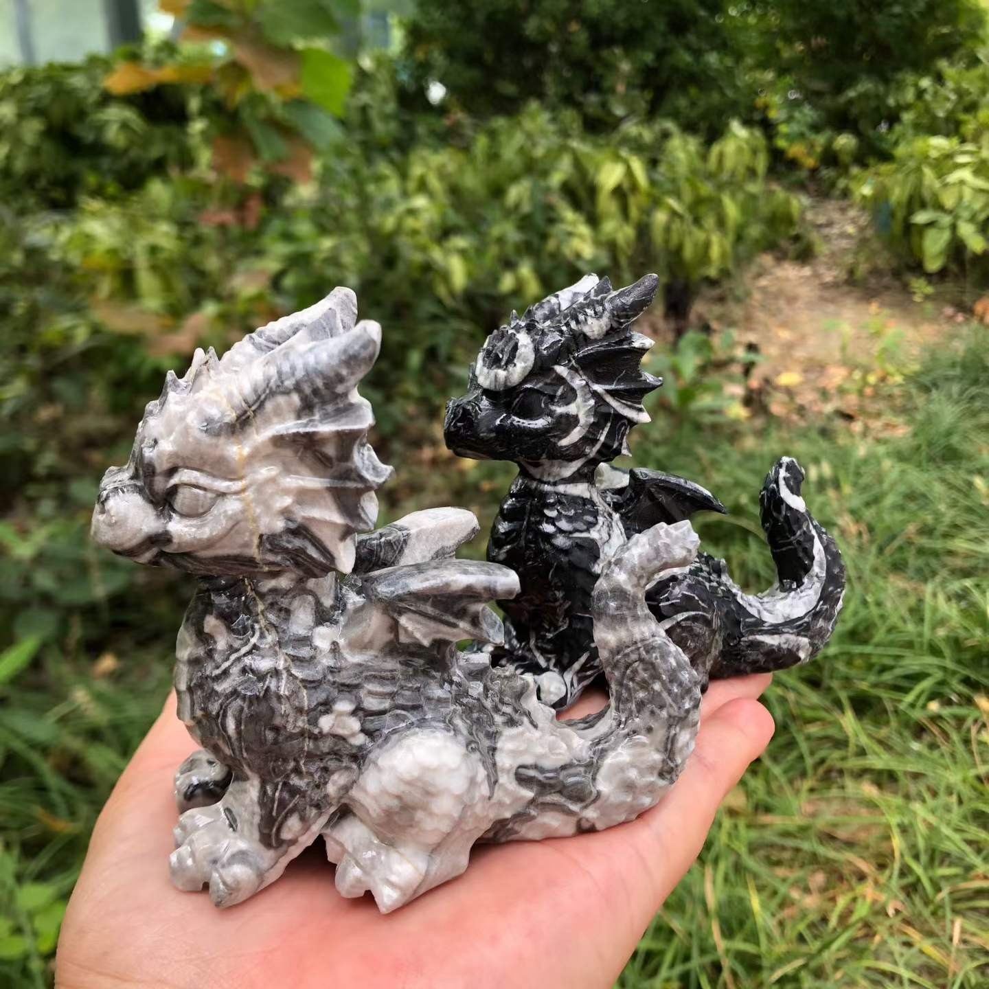 1pc Natural Shellstone Quartz Carved Little Dragon Crystal Reiki Healing Decor