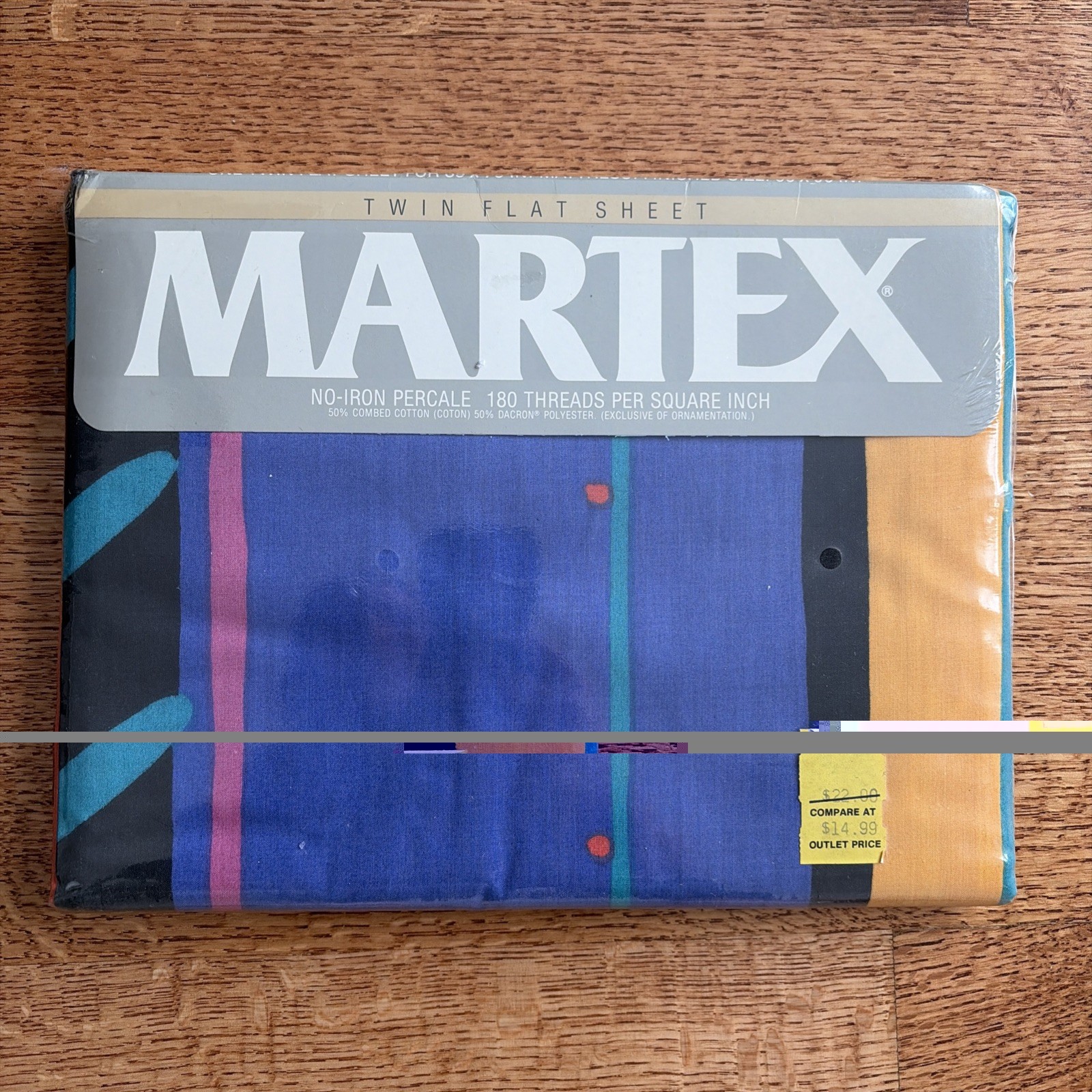 VTG Martex Collier Campbell RAZZMATAZZ Twin Flat Sheet Stripes NOS 1980s Retro