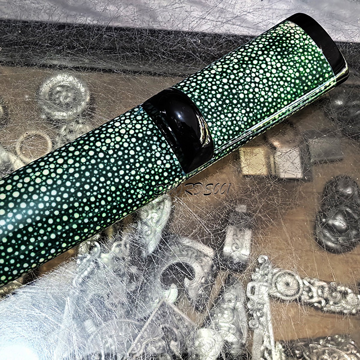 22'' Rayskin Wrapped Wakizashi Saya Scabbard Sheath with Buffalo Horn Fittiings