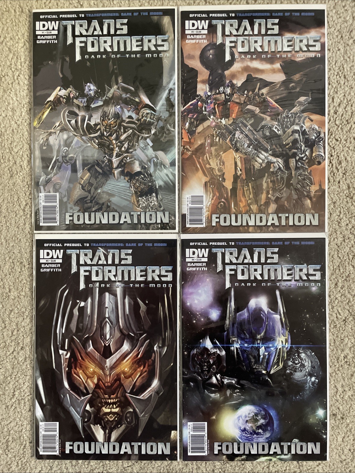 Transformers Dark of the Moon Foundation 1-4 Complete Series Set 2011 IDW Comics